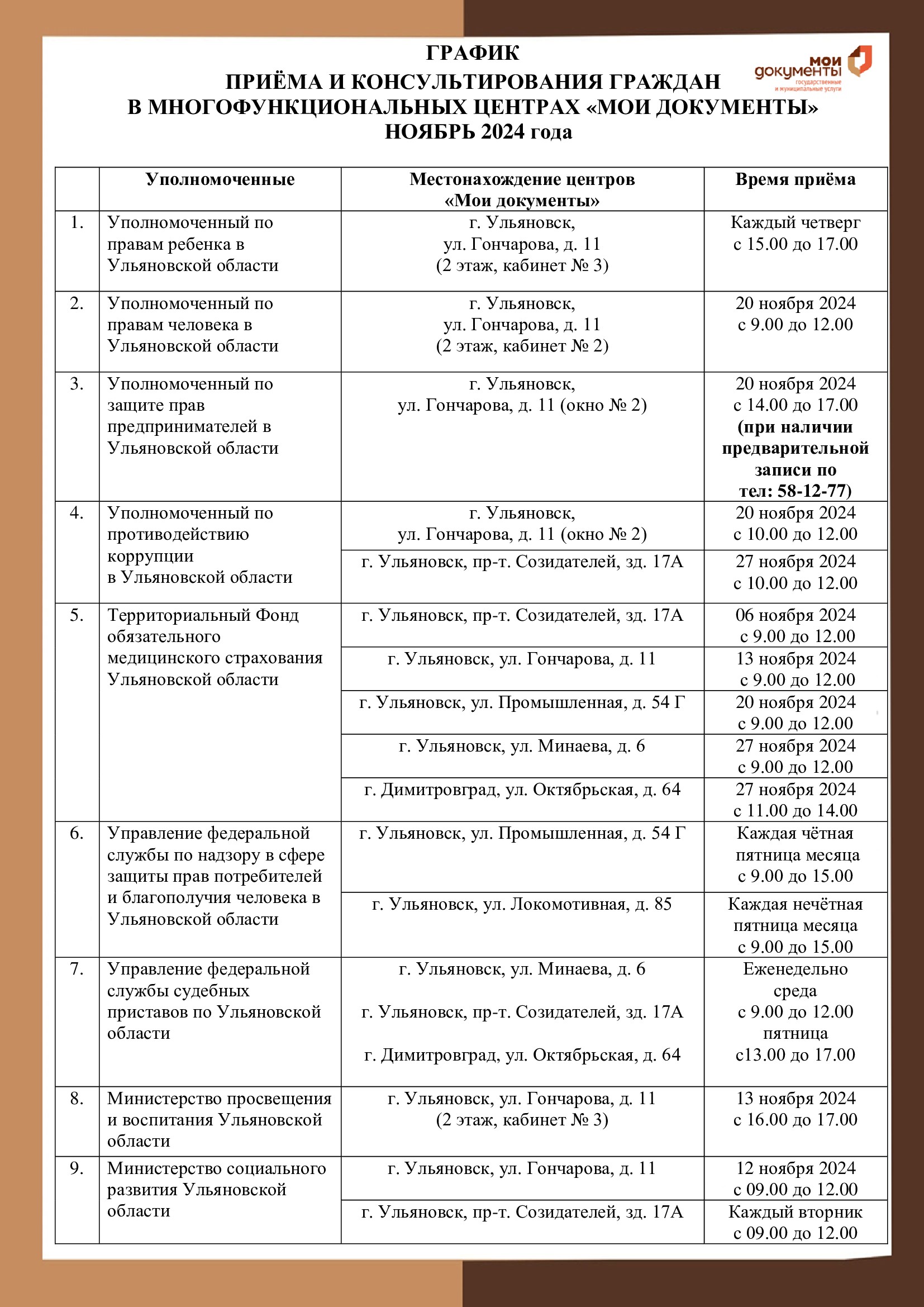 График на октябрь 2024 года